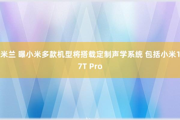 米兰 曝小米多款机型将搭载定制声学系统 包括小米17T Pro